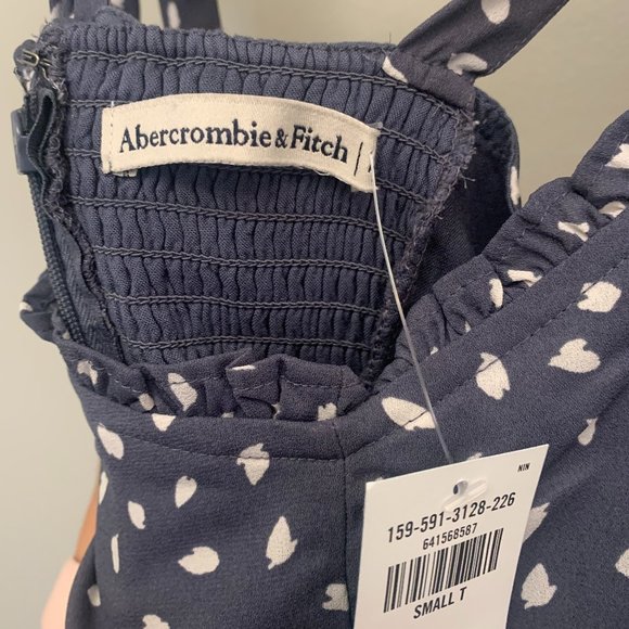 Abercrombie & Fitch Navy Polka Dot Midi Dress - Picture 5 of 5